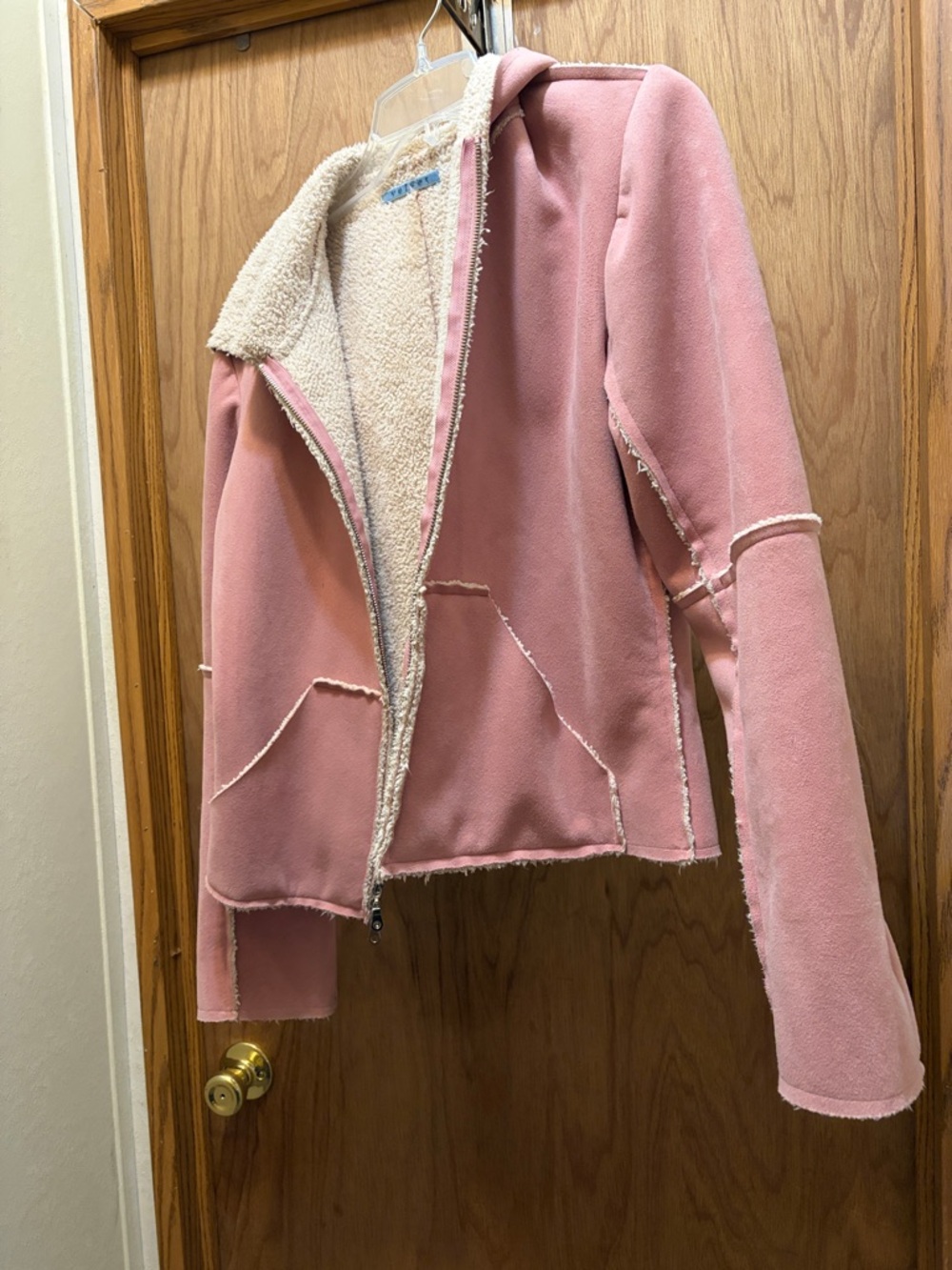Velvet Pink Teddy-Lined Zip Jacket